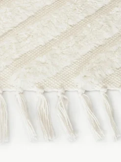 Handgewebter Baumwollläufer Ziggy mit erhabener Hoch-Tief-Struktur