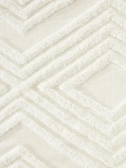 Handgewebter Baumwollläufer Ziggy mit erhabener Hoch-Tief-Struktur