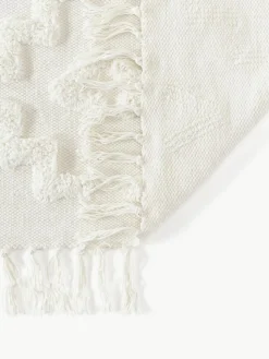 Handgewebter Baumwollläufer Idris mit erhabener Hoch-Tief-Struktur