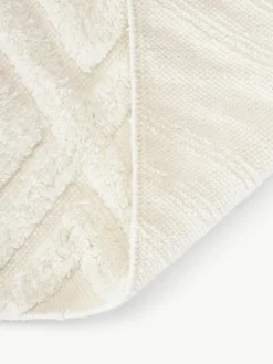 Handgewebter Baumwollläufer Ziggy mit erhabener Hoch-Tief-Struktur