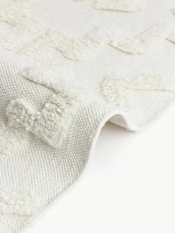 Handgewebter Baumwollläufer Idris mit erhabener Hoch-Tief-Struktur