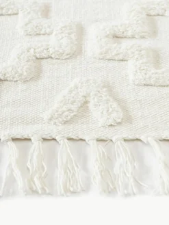 Handgewebter Baumwollläufer Idris mit erhabener Hoch-Tief-Struktur