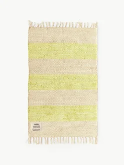 Handgewebter Baumwollteppich Chindi mit Fransen