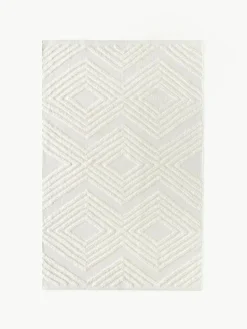 Handgewebter Baumwollteppich Ziggy mit erhabener Hoch-Tief-Struktur