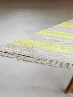 Handgewebter Baumwollteppich Chindi mit Fransen