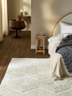 Handgewebter Baumwollteppich Ziggy mit erhabener Hoch-Tief-Struktur