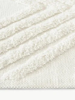 Handgewebter Baumwollteppich Ziggy mit erhabener Hoch-Tief-Struktur