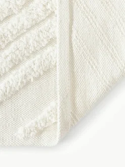 Handgewebter Baumwollteppich Ziggy mit erhabener Hoch-Tief-Struktur