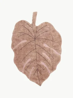 Handgewebter Kinderteppich Monstera mit Hoch-Tief-Effekt, waschbar