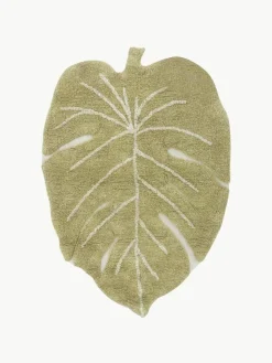 Handgewebter Kinderteppich Mini Monstera mit Hoch-Tief-Effekt, waschbar