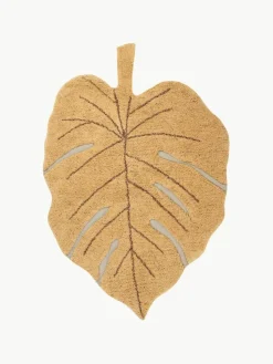 Handgewebter Kinderteppich Monstera mit Hoch-Tief-Effekt, waschbar