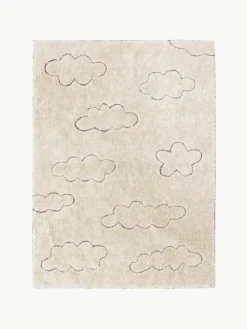 Handgewebter Kinderteppich Clouds mit Hoch-Tief-Effekt, waschbar