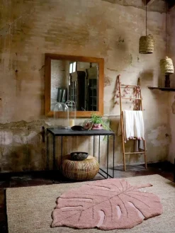 Handgewebter Kinderteppich Monstera mit Hoch-Tief-Effekt, waschbar