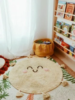 Handgewebter Kinderteppich You're My Sunshine mit Quasten, waschbar