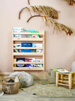 Handgewebter Kinderteppich Mini Monstera mit Hoch-Tief-Effekt, waschbar