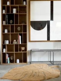 Handgewebter Kinderteppich Monstera mit Hoch-Tief-Effekt, waschbar