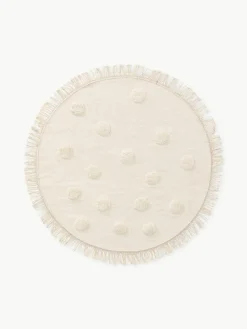 Handgewebter runder Kinderteppich Carlson aus Wolle