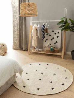 Handgewebter runder Kinderteppich Pippa aus Jute