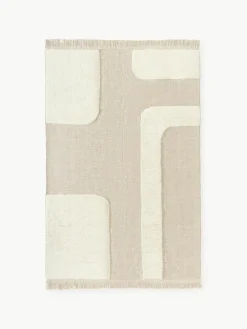 Handgewebter Teppich Laine mit Hoch-Tief-Muster und Fransen