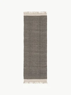 Handgewebter Wollläufer Kim mit Fransen