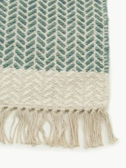 Handgewebter Wollläufer Kim mit Fransen