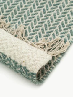 Handgewebter Wollläufer Kim mit Fransen