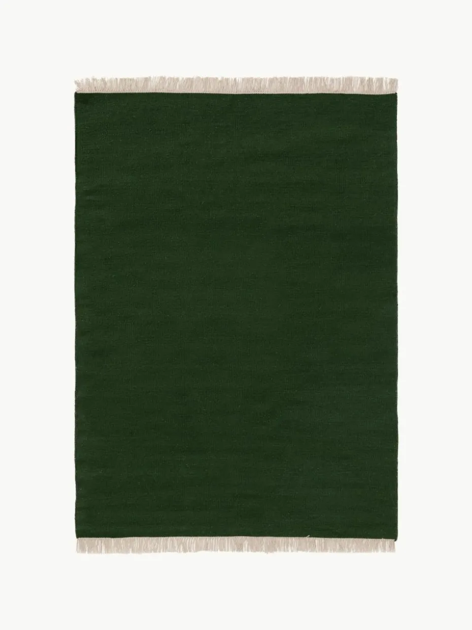 Handgewebter Wollteppich Liv mit Fransen