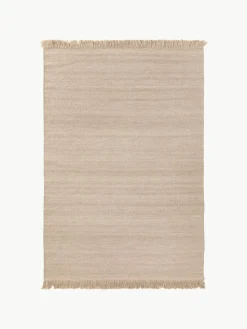 Handgewebter Wollteppich Lars mit Fransen