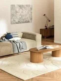 Handgewebter Wollteppich Clio mit Hoch-Tief-Struktur