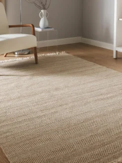 Handgewebter Wollteppich Lars mit Fransen