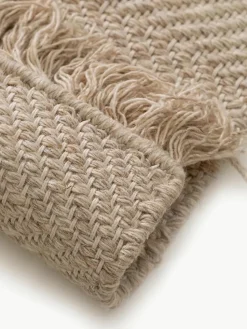 Handgewebter Wollteppich Lars mit Fransen