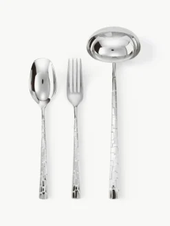 Hochglanzpoliertes Servierbesteck-Set Sculpt aus Edelstahl, 3-tlg.