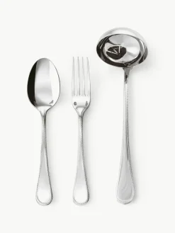 Hochglanzpoliertes Servierbesteck-Set Perles aus Edelstahl, 3-tlg.