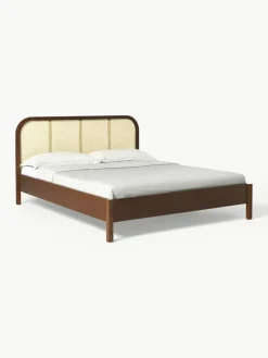 Holzbett Jones mit Kopfteil aus Wiener Geflecht