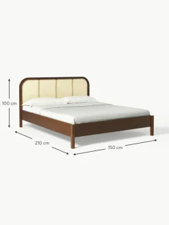 Holzbett Jones mit Kopfteil aus Wiener Geflecht