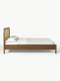 Holzbett Jones mit Kopfteil aus Wiener Geflecht