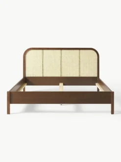 Holzbett Jones mit Kopfteil aus Wiener Geflecht