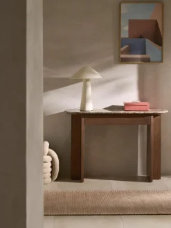 Holz-Konsole Zumi mit Marmorplatte und Schublade