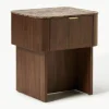 Holz-Nachttisch Zumi mit Marmorplatte