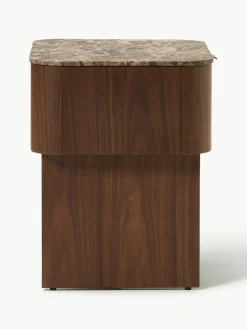 Holz-Nachttisch Zumi mit Marmorplatte