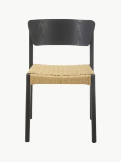 Holzstühle Danny mit Rattan-Sitzfläche, 2 Stück