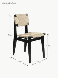 Holzstuhl C-Chair aus Eichenholz mit geflochtener Sitzfläche