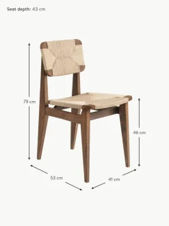 Holzstuhl C-Chair aus Walnussholz mit geflochtener Sitzfläche