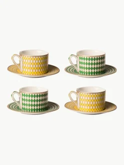 Kaffeetassen Chess mit Untertassen, 4er-Set