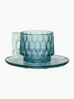 Kaffeetassen mit Untertassen Jellies mit Strukturmuster, 4 Stück