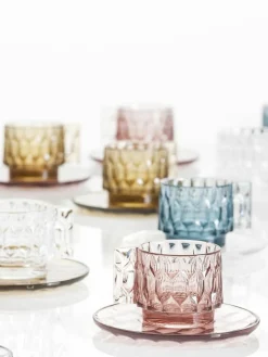 Kaffeetassen mit Untertassen Jellies mit Strukturmuster, 4 Stück