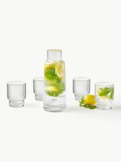 Karaffe Minna mit Rillenrelief und Goldrand, 1.1 L