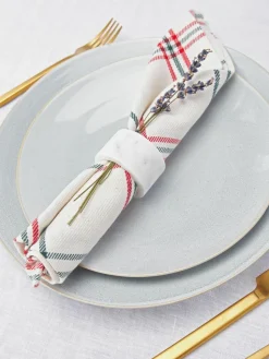 Karierte Stoffservietten Aster, 4 Stück