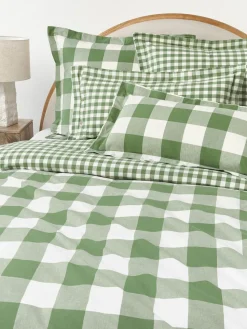 Karierter Baumwoll-Bettdeckenbezug Nels