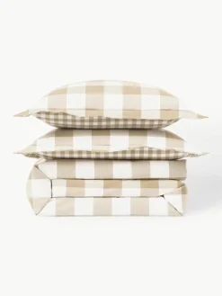 Karierter Baumwoll-Bettdeckenbezug Nels